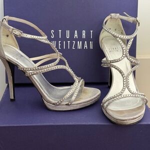 Ultra sexy Stuart Weitzman Silver Satin Sandals